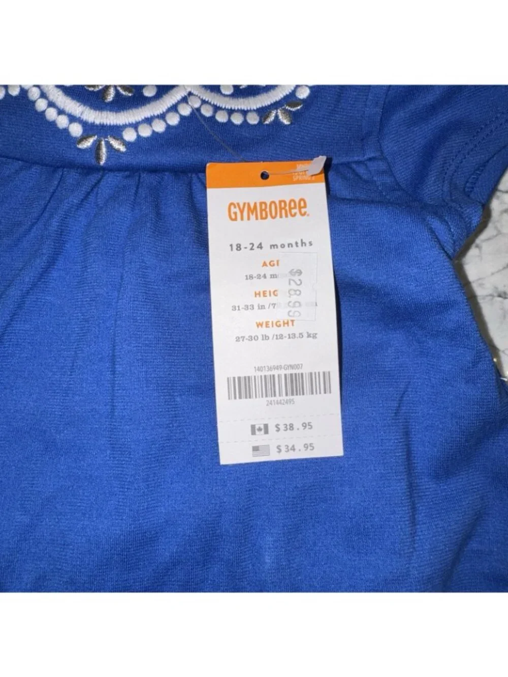 Gymboree 18/24 Months Baby Girls Blue White Dress Bloomers NEW